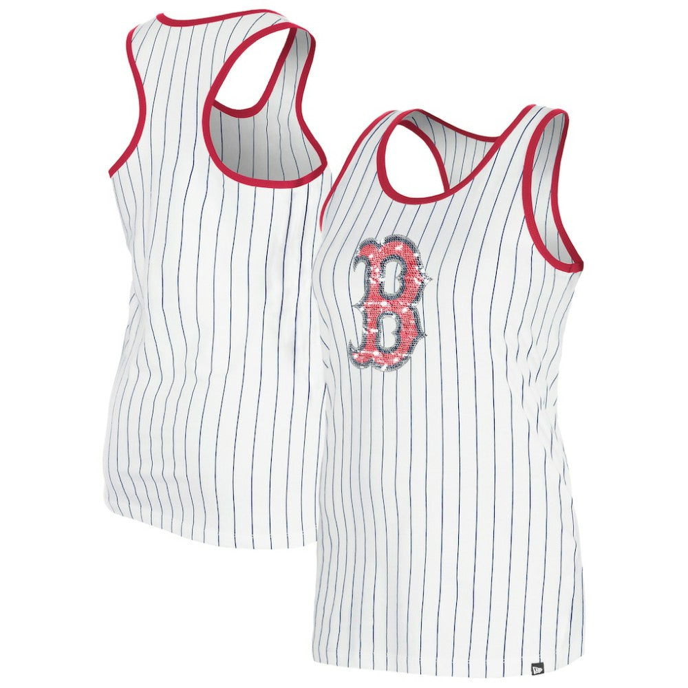 Boston Red Sox New Era Women's Gameday Pinstripe Tank Top - White Tanks
