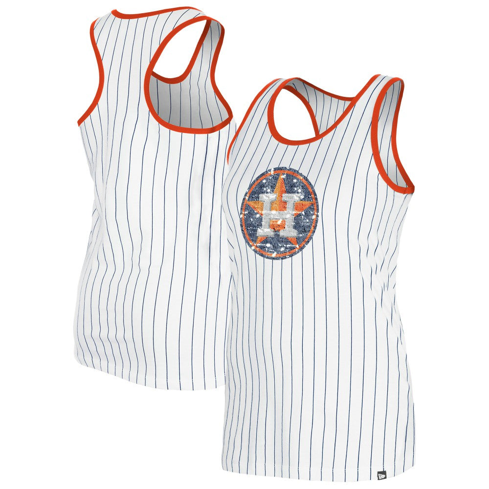 Houston Astros New Era Women's Gameday Pinstripe Tank Top - White Tanks