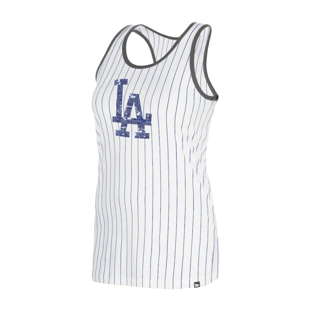 Los Angeles Dodgers New Era Women's Gameday Pinstripe Tank Top - White Tanks