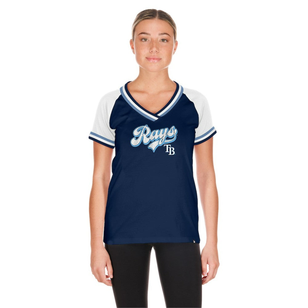 Tampa Bay Rays New Era Women's Gameday Raglan V-Neck T-Shirt - Navy T-shirts