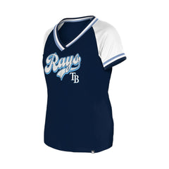 Tampa Bay Rays New Era Women's Gameday Raglan V-Neck T-Shirt - Navy T-shirts