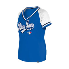Toronto Blue Jays New Era Women's Gameday Raglan V-Neck T-Shirt - Royal T-shirts