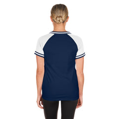 Chicago Cubs New Era Women's Gameday Raglan V-Neck T-Shirt - Navy T-shirts