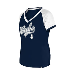 Chicago Cubs New Era Women's Gameday Raglan V-Neck T-Shirt - Navy T-shirts