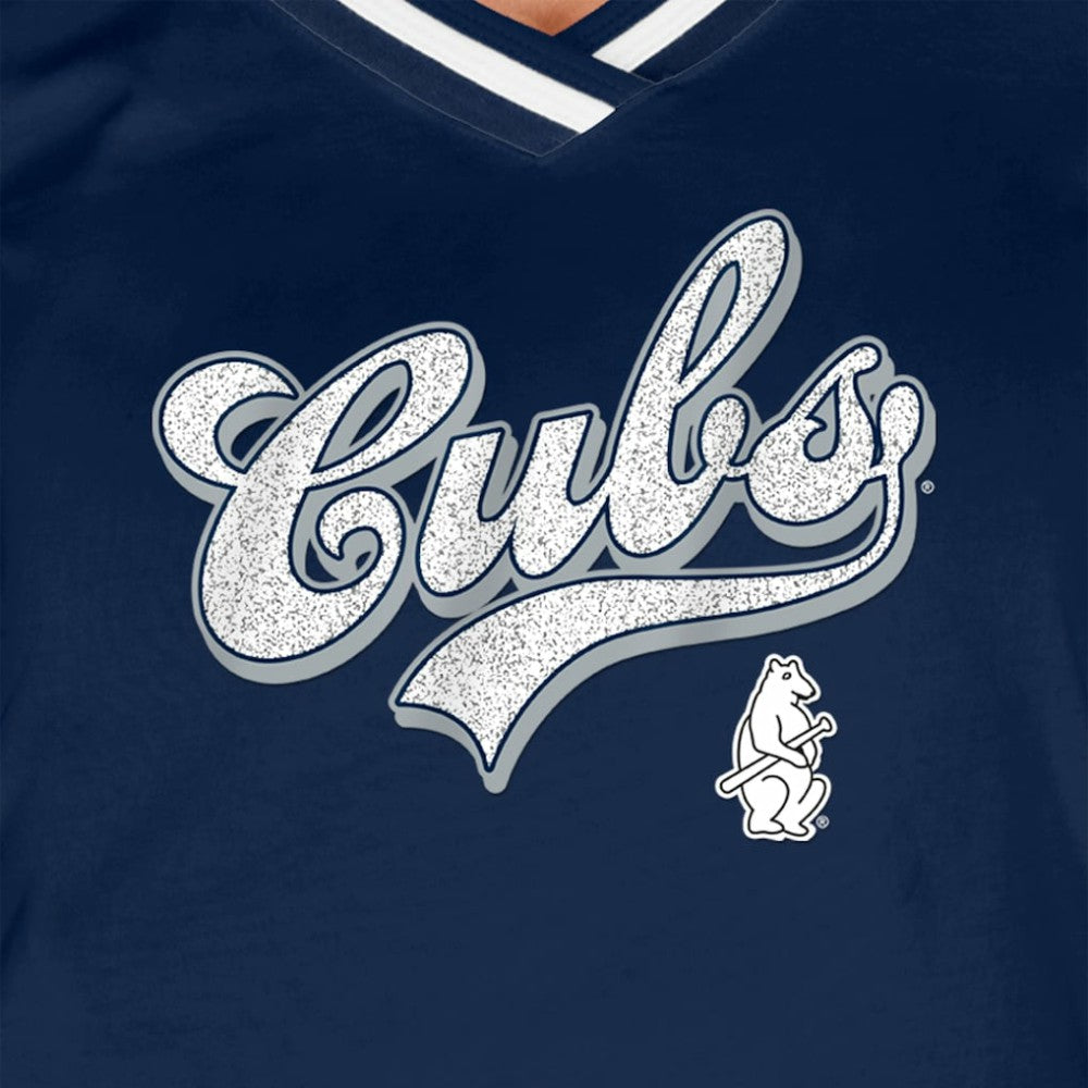 Chicago Cubs New Era Women's Gameday Raglan V-Neck T-Shirt - Navy T-shirts