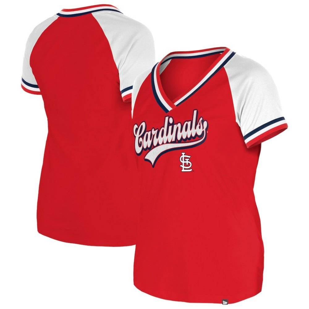 St. Louis Cardinals New Era Women's Gameday Raglan V-Neck T-Shirt - Red T-shirts