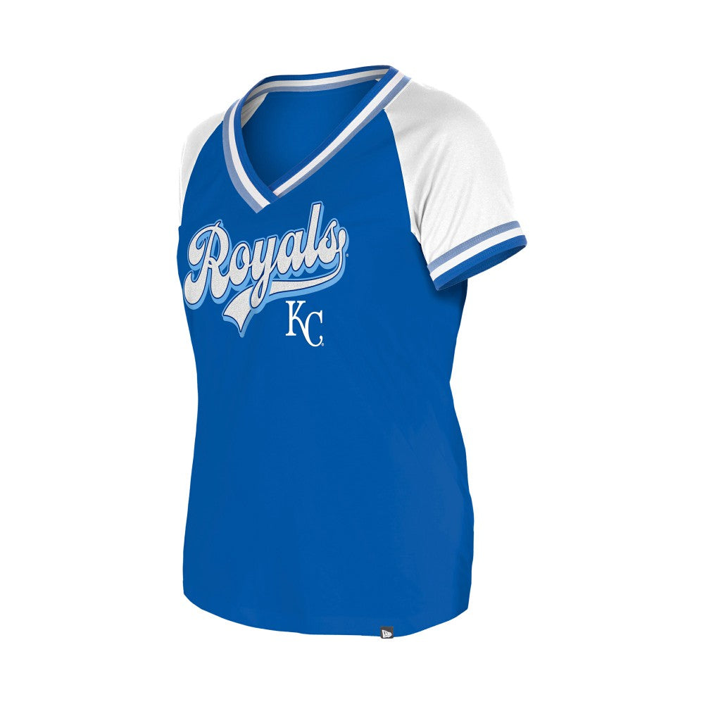 Kansas City Royals New Era Women's Gameday Raglan V-Neck T-Shirt - Royal T-shirts