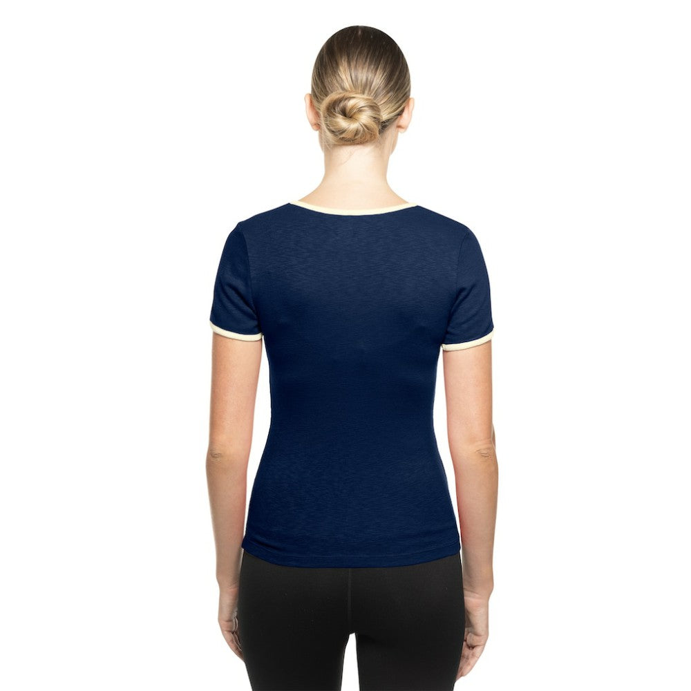 Atlanta Braves New Era Women's Throwback Lace Up T-Shirt - Navy T-shirts