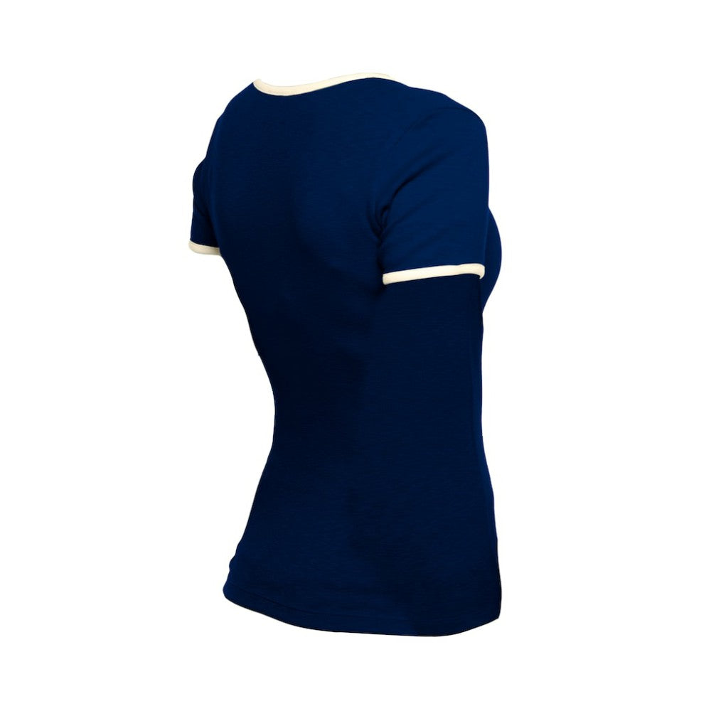 Atlanta Braves New Era Women's Throwback Lace Up T-Shirt - Navy T-shirts