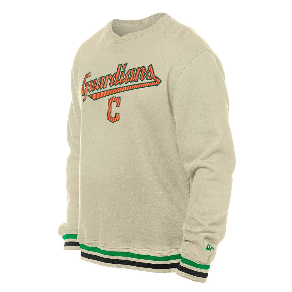 Cleveland Guardians New Era St. Patrick's Day Twill Pullover Sweatshirt - Cream Pullover