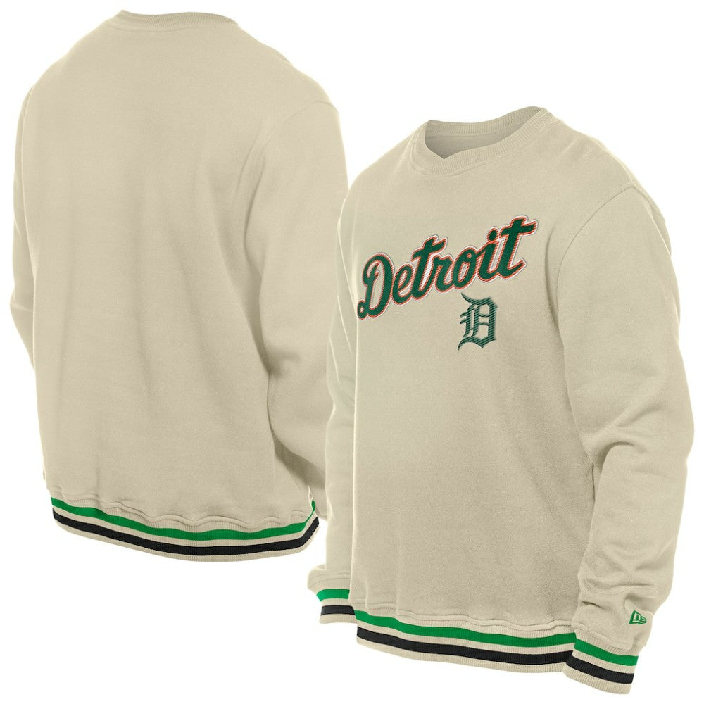 Detroit Tigers New Era St. Patrick's Day Twill Pullover Sweatshirt - Cream Pullover