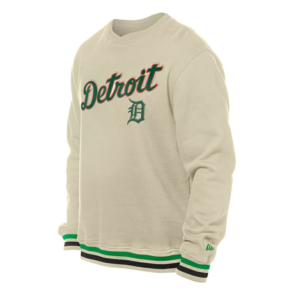 Detroit Tigers New Era St. Patrick's Day Twill Pullover Sweatshirt - Cream Pullover