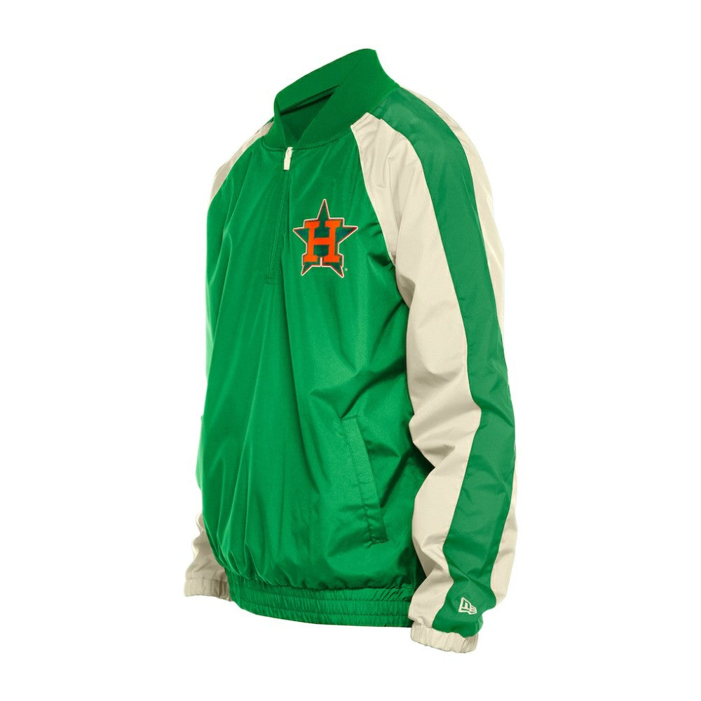 Houston Astros New Era St. Patrick's Day Ripstop Raglan Quarter-Zip Windbreaker - Kelly Green Tops
