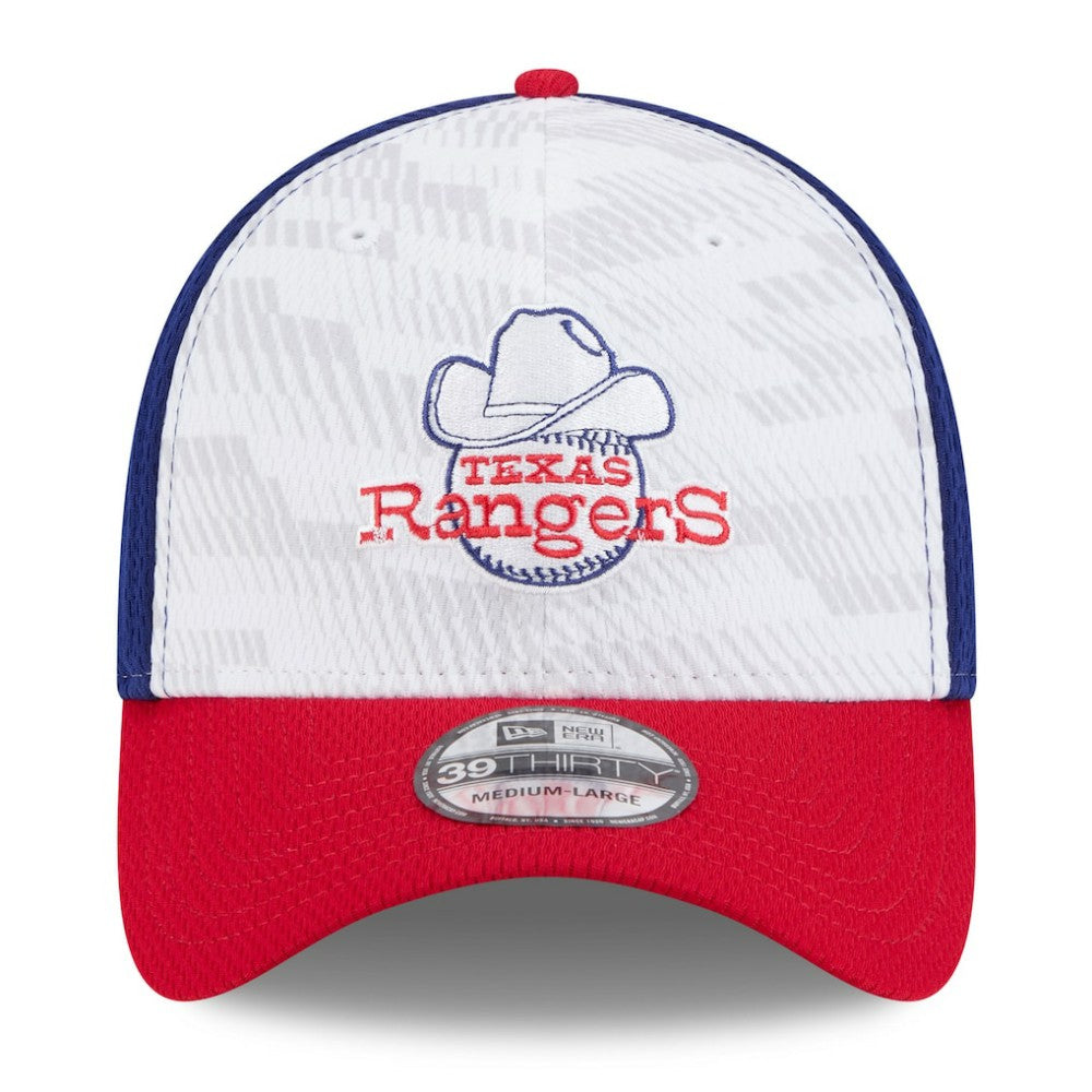 Texas Rangers New Era 2025 MLB Clubhouse 39THIRTY Flex Hat - Royal/Red Hats