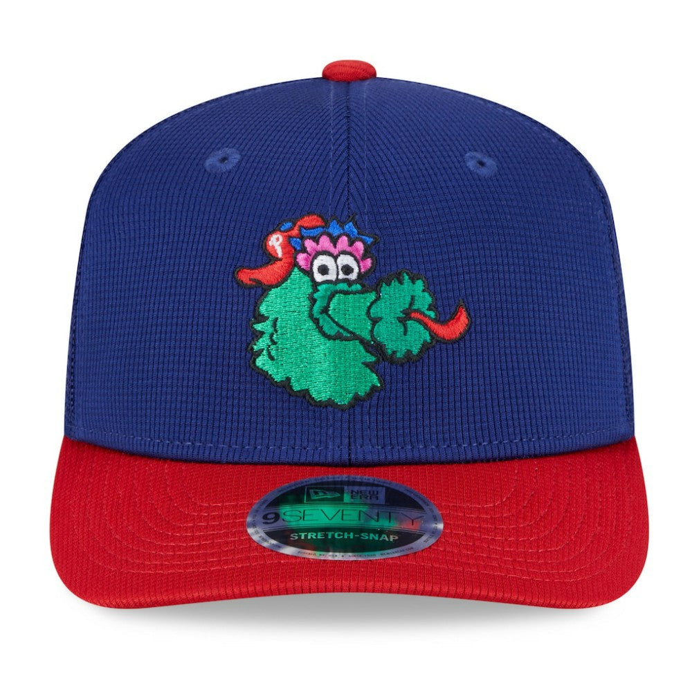 Philadelphia Phillies New Era 2025 Batting Practice 9SEVENTY Stretch-Snap Trucker Hat - Royal/Red Hats