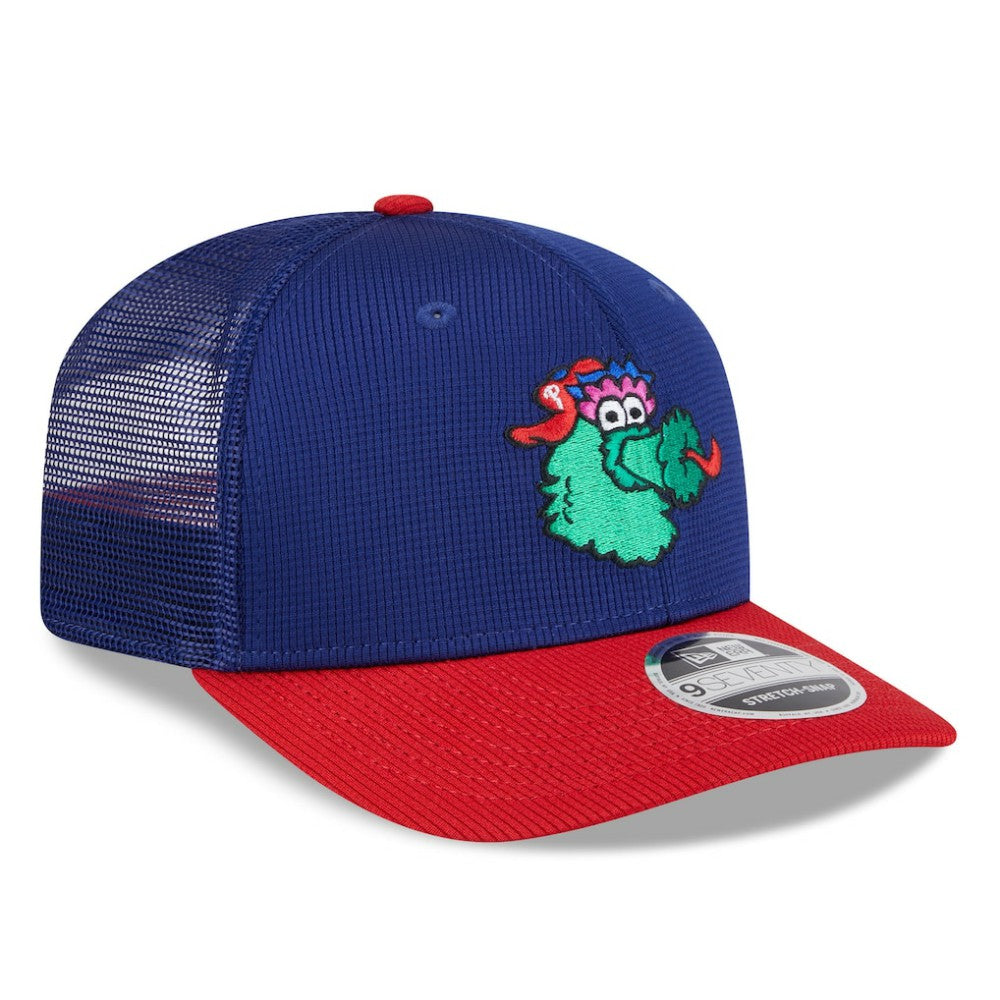 Philadelphia Phillies New Era 2025 Batting Practice 9SEVENTY Stretch-Snap Trucker Hat - Royal/Red Hats