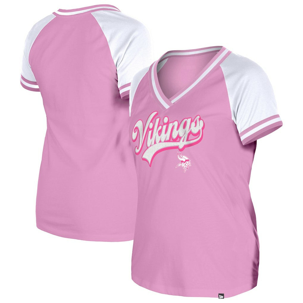 Minnesota Vikings New Era Women's Mommy & Me V-Neck T-Shirt Pink