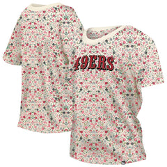 San Francisco 49ers New Era Women's Glam Game Floral Scoop Neck T-Shirt Cream