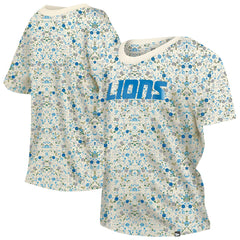 Detroit Lions New Era Women's Glam Game Floral Scoop Neck T-Shirt Cream