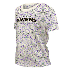 Baltimore Ravens New Era Women's Glam Game Floral Scoop Neck T-Shirt Cream