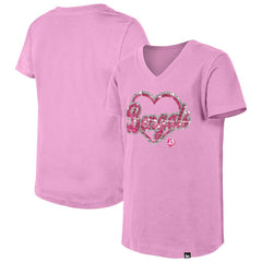 Cincinnati Bengals New Era Girls Youth Flip Sequins V-Neck T-Shirt Pink