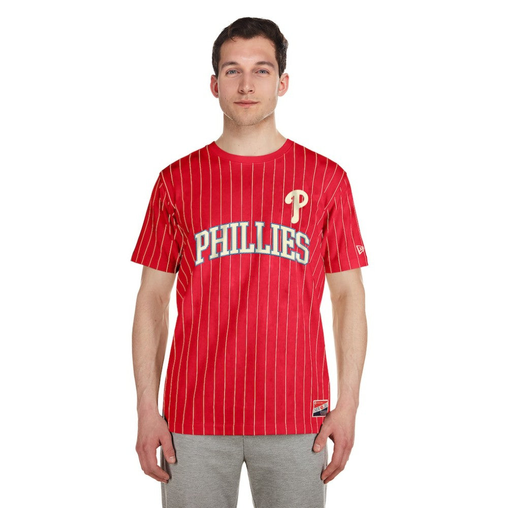 Philadelphia Phillies New Era Throwback Pinstripe T-Shirt - Red T-shirts