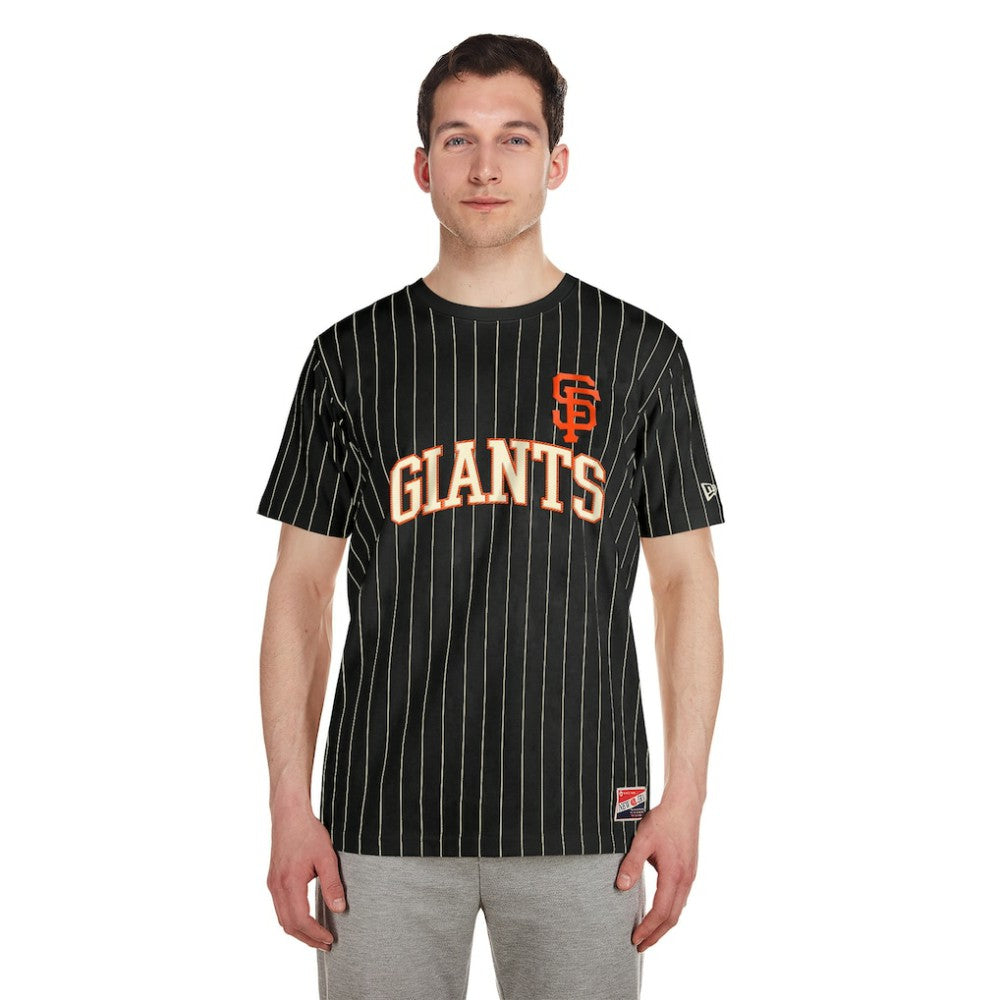 San Francisco Giants New Era Throwback Pinstripe T-Shirt - Black T-shirts