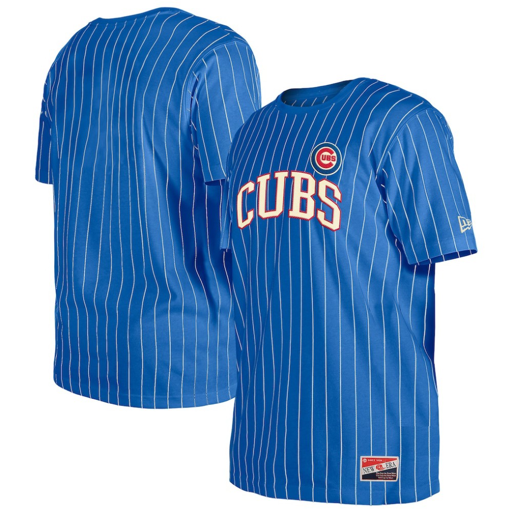 Chicago Cubs New Era Throwback Pinstripe T-Shirt - Royal T-shirts