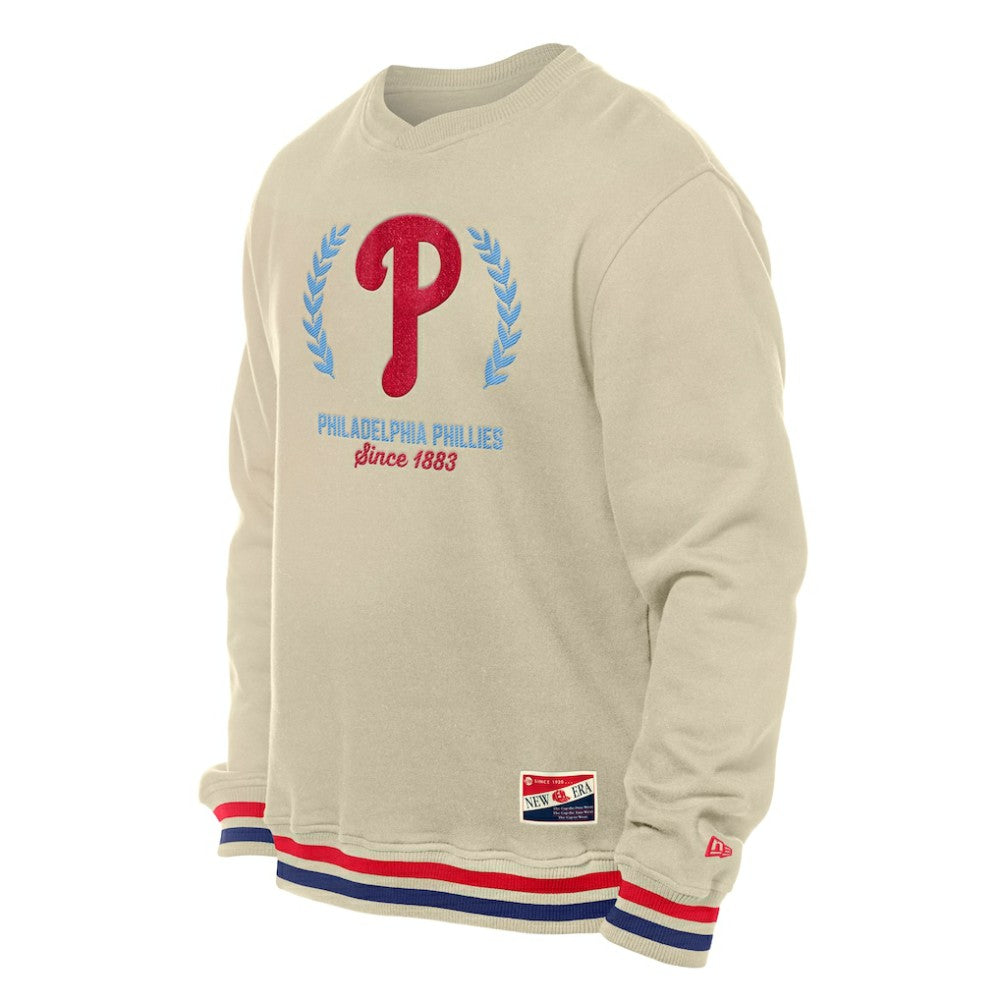 Philadelphia Phillies New Era Throwback Pullover Sweatshirt - Cream Pullover