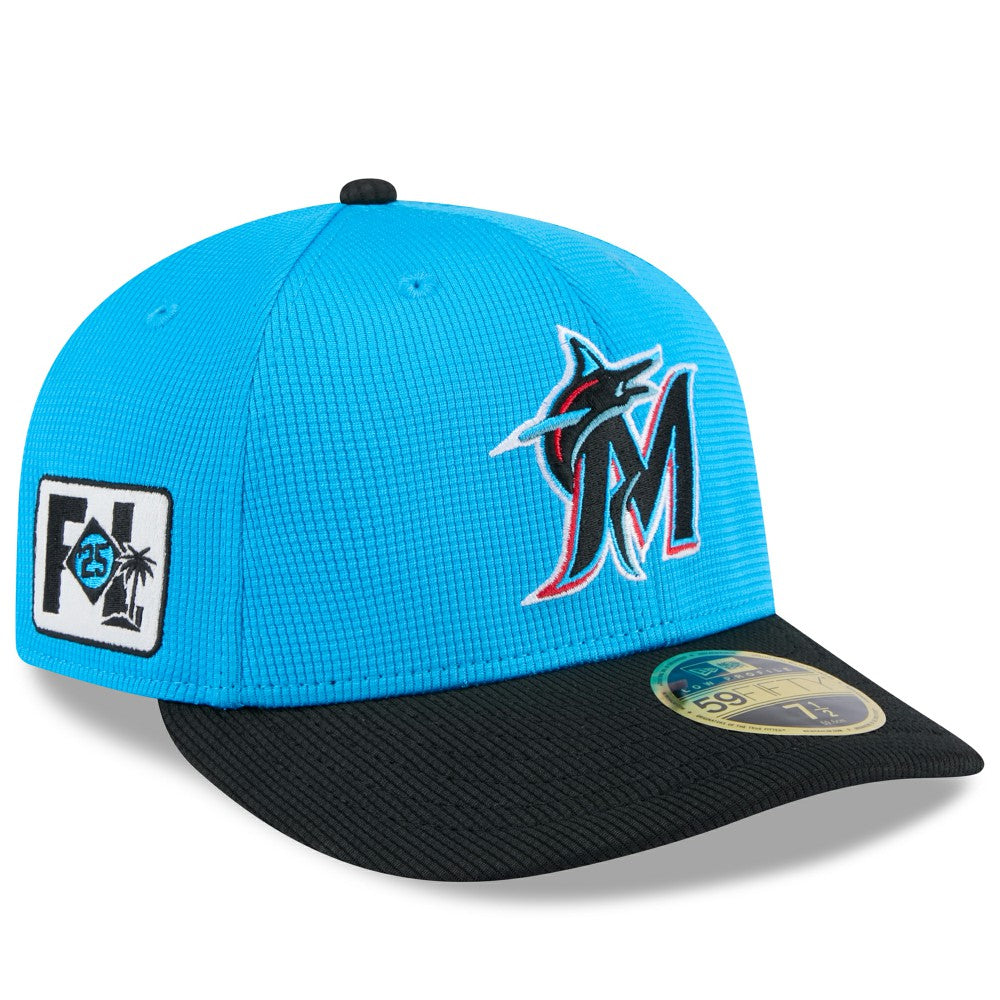 Miami Marlins New Era 2025 Spring Training Low Profile 59FIFTY Fitted Hat - Blue/Black Hats