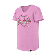 NHL Nashville Predators New Era Girl's Youth Flip Sequin V-Neck T-Shirt - Pink