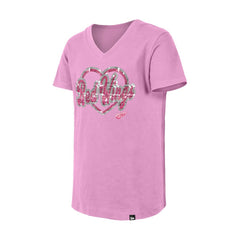 NHL Detroit Red Wings New Era Girl's Youth Flip Sequin V-Neck T-Shirt - Pink
