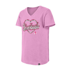 NHL Chicago Blackhawks New Era Girl's Youth Flip Sequin V-Neck T-Shirt - Pink
