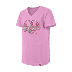 NHL Columbus Blue Jackets New Era Girl's Youth Flip Sequin V-Neck T-Shirt - Pink