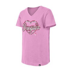 NHL Pittsburgh Penguins New Era Girl's Youth Flip Sequin V-Neck T-Shirt - Pink
