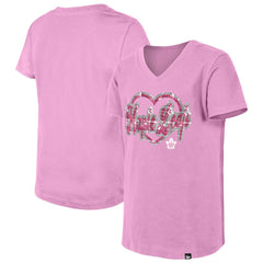 NHL Toronto Maple Leafs New Era Girl's Youth Flip Sequin V-Neck T-Shirt - Pink
