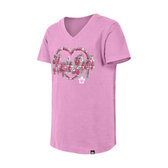 NHL Toronto Maple Leafs New Era Girl's Youth Flip Sequin V-Neck T-Shirt - Pink