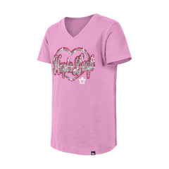 NHL Toronto Maple Leafs New Era Girl's Youth Flip Sequin V-Neck T-Shirt - Pink