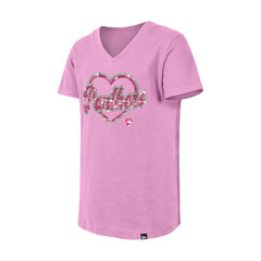 NHL Florida Panthers New Era Girl's Youth Flip Sequin V-Neck T-Shirt - Pink