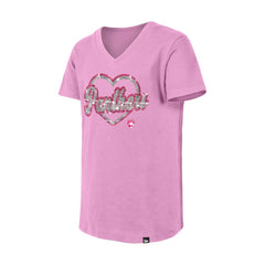 NHL Florida Panthers New Era Girl's Youth Flip Sequin V-Neck T-Shirt - Pink