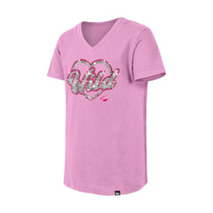NHL Minnesota Wild New Era Girl's Youth Flip Sequin V-Neck T-Shirt - Pink