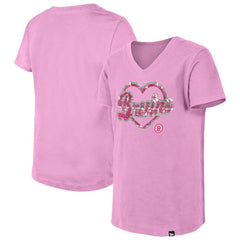 NHL Boston Bruins New Era Girl's Youth Flip Sequin V-Neck T-Shirt - Pink