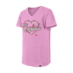 NHL Washington Capitals New Era Girl's Youth Flip Sequin V-Neck T-Shirt - Pink
