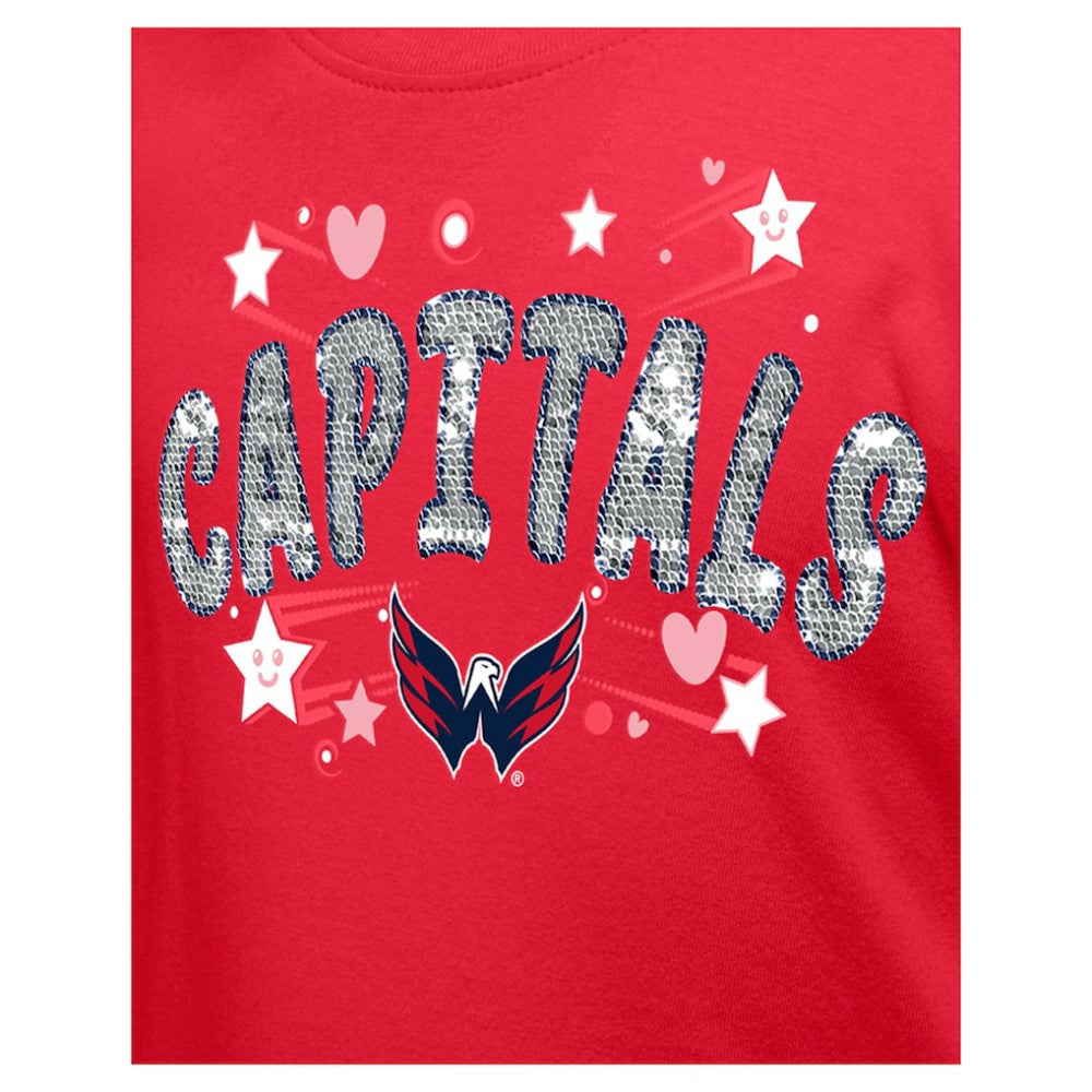 NHL Washington Capitals New Era Girl's Youth Flip Sequin T-Shirt - Red