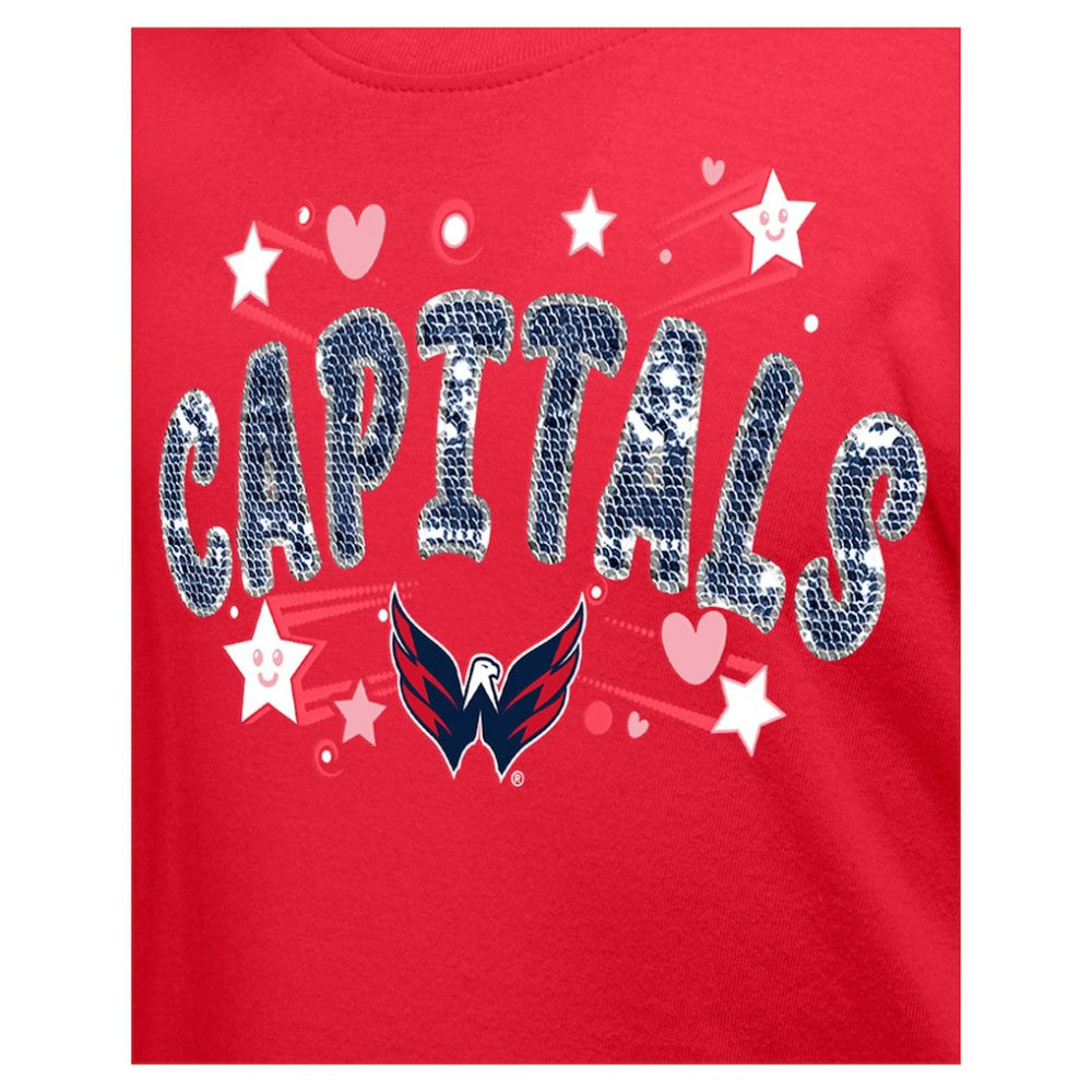 NHL Washington Capitals New Era Girl's Youth Flip Sequin T-Shirt - Red