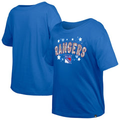 NHL New York Rangers New Era Girl's Youth Flip Sequin T-Shirt - Blue