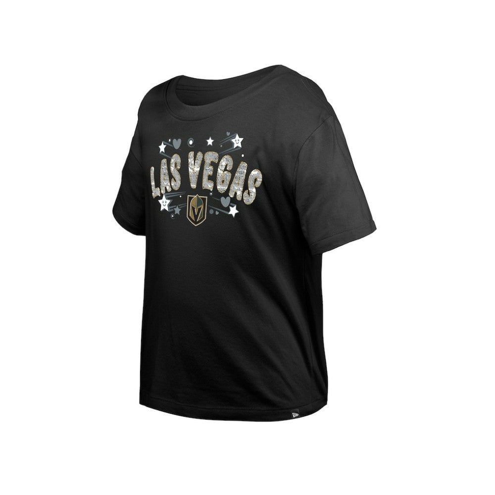 NHL Vegas Golden Knights New Era Girl's Youth Flip Sequin T-Shirt - Black