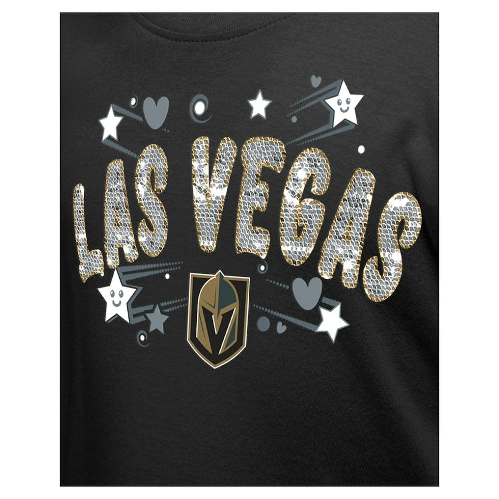 NHL Vegas Golden Knights New Era Girl's Youth Flip Sequin T-Shirt - Black