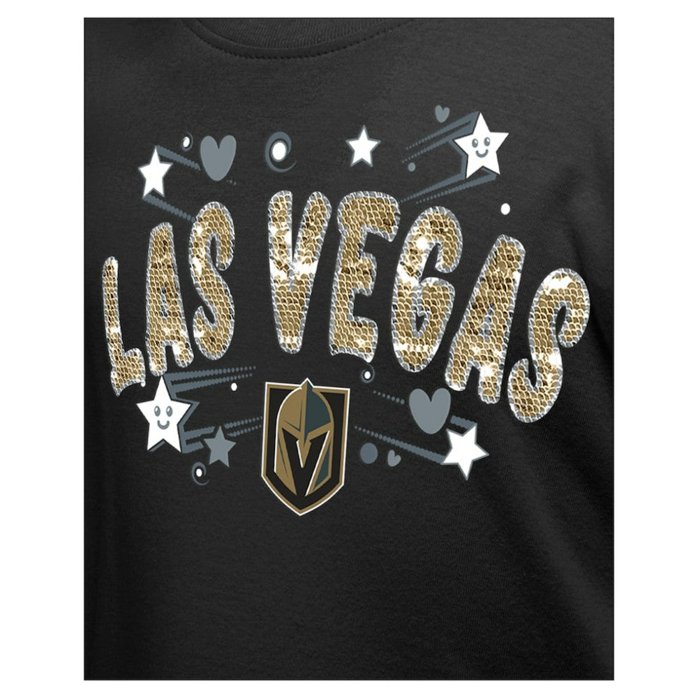 NHL Vegas Golden Knights New Era Girl's Youth Flip Sequin T-Shirt - Black