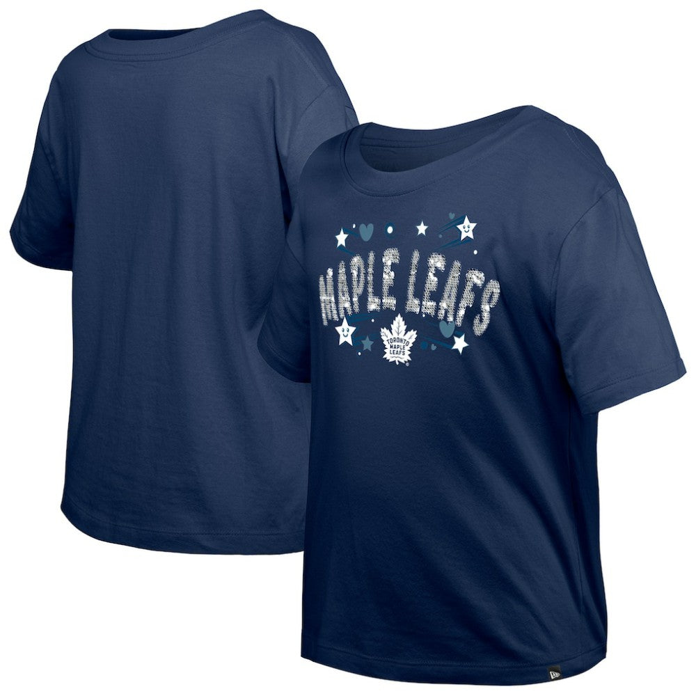 NHL Toronto Maple Leafs New Era Girl's Youth Flip Sequin T-Shirt - Navy